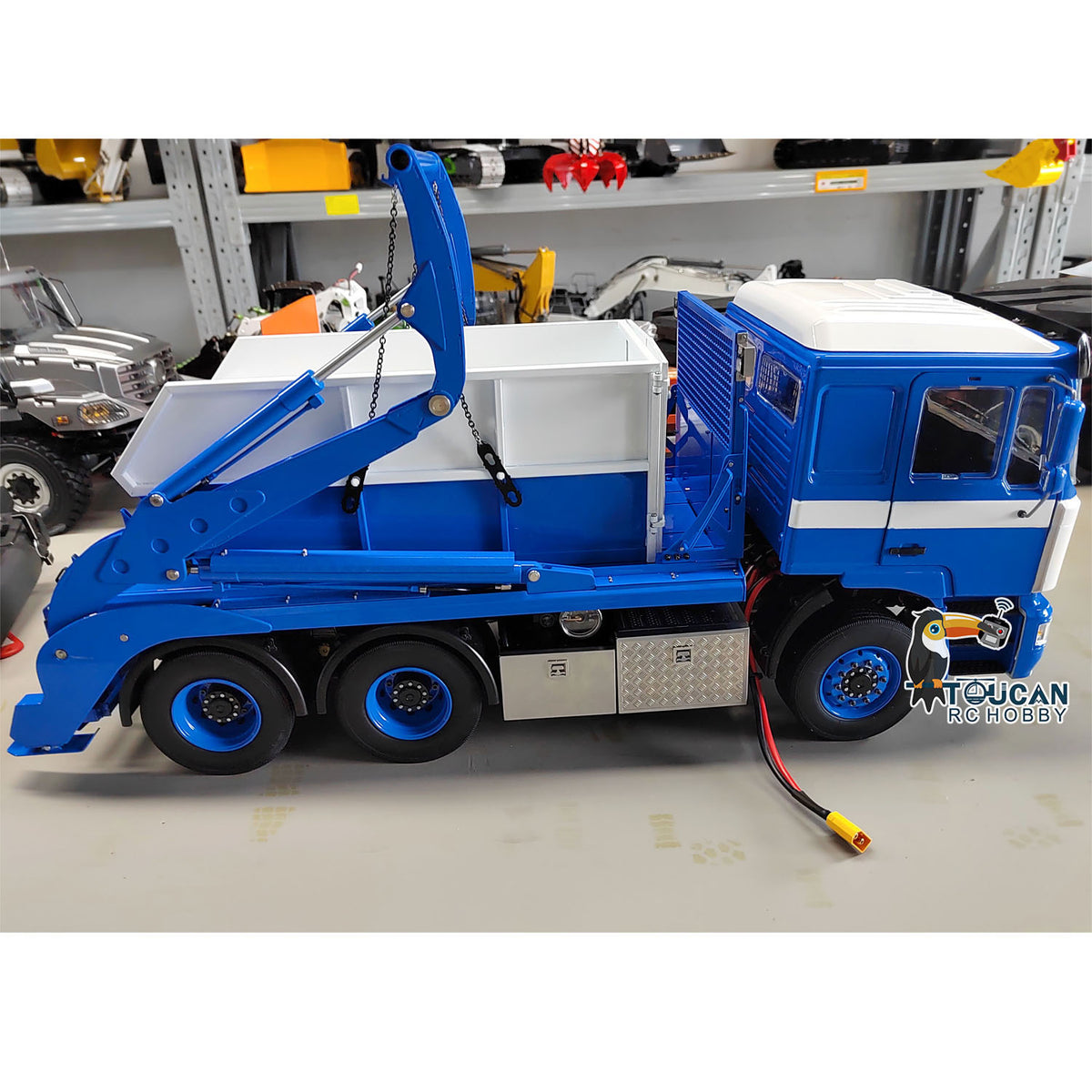 JX Model Metal 1/14 6*4 RC Hydraulic Skip Loader VL18U F2000 Swing Arm Dump Truck with PL18EV Lite Radio System 2Speed Gearbox