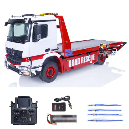JDMODEL-196 1/14 4x4 Metal Assembled Painted RC RTR Hydraulic Flatbed Tow Truck Recovery Wrecker Car