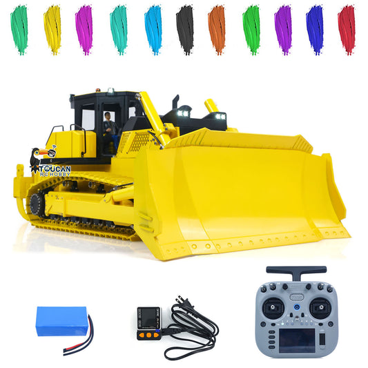 TOUCAN Metal 1/12 RC Hydraulic Bulldozer D155AX RTR Heavy Dozer Model 7 Way Valve 1.0L Oil Pump 5 Plows Radio Master TX15 Radio Battery
