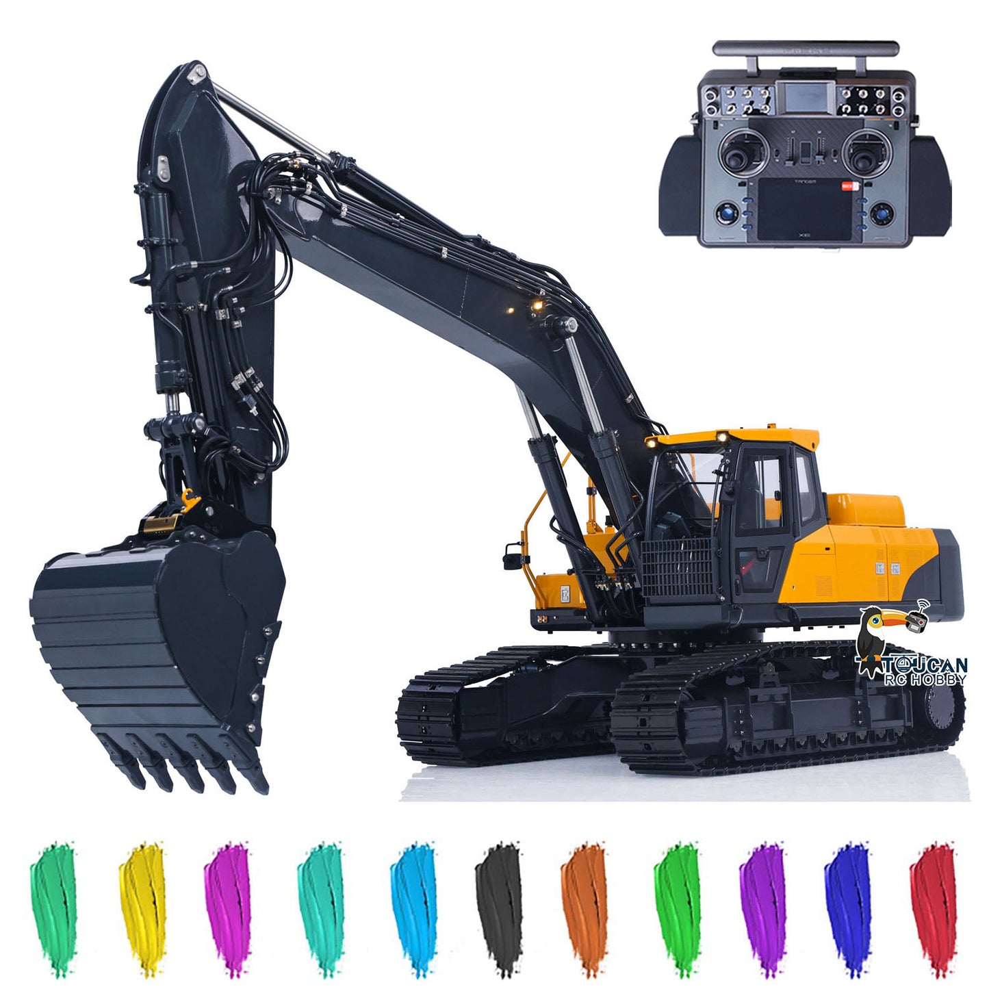 Flash Sale Metal 1/14 Super Frog Remote Control Hydraulic Excavator E400 Pro 9CH Valves RC Digger 35KG Servo 3 Pump Light Sound System
