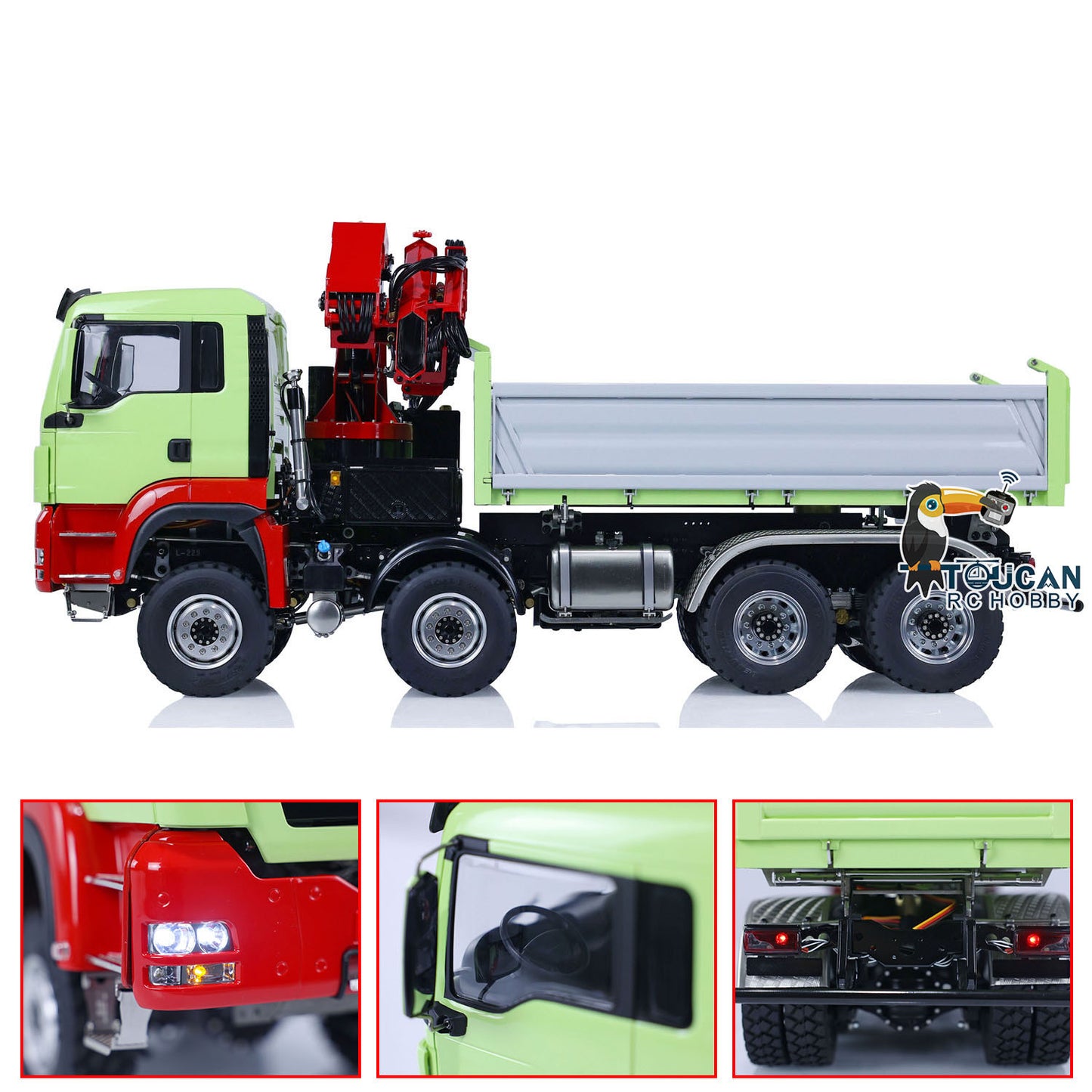 LESU 1/14 Metall MAN 8X8 RC Hydraulische Dumper Lkw Mit Kran Z0063