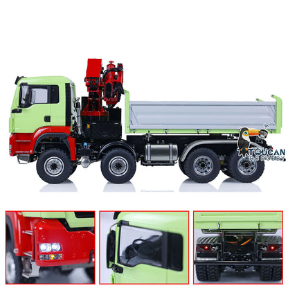 EN STOCK LESU 1/14 Métal MAN 8X8 RC Camion à benne basculante hydraulique avec grue Z0063