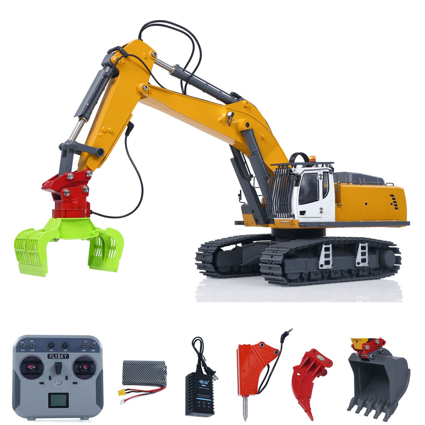 US STOCK 1/18 Kabolite 5901 100S Electric Lifting RC Excavator Flysky Remote Control Digger Engineering Vehicle Electric Ripper Hammer