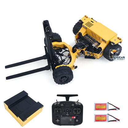 Super Frog Metal 1/14 Hydraulic Remote Control Foldable Forklift BM214 5 Valves Lights Sounds Frsky Radio Battery Storage Box