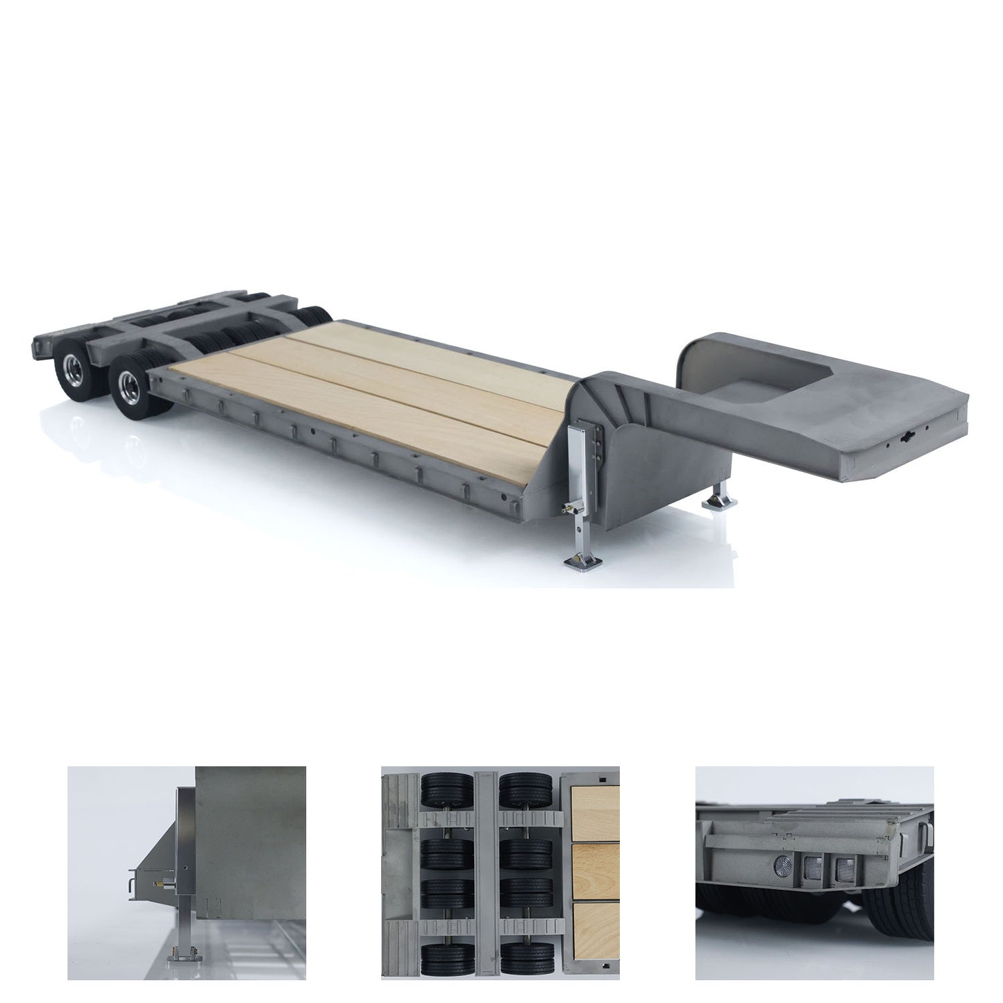 US STOCK LESU 872MM Metal Wood 4Axles Trailer for 1/14 RC TAMIYA Tractor Truck DIY Model