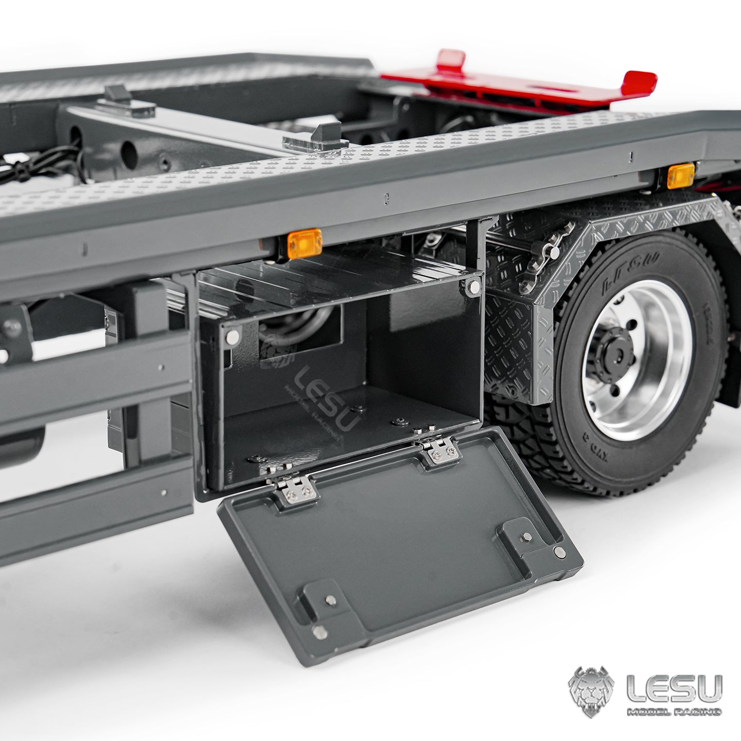 Finished 1/14 Metal RC Trailer A0065 Model Front Wheel Steerable for LESU Radio Controlled Hydraulic Roll on off Dumper Tipper