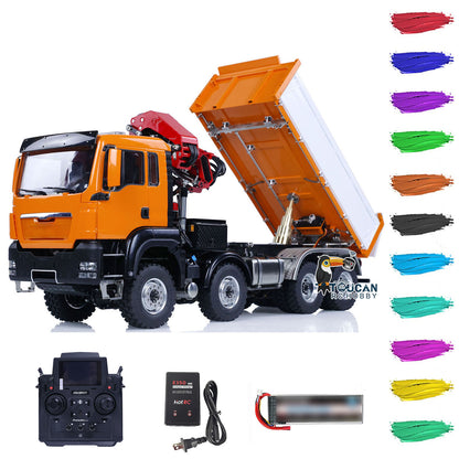 LESU 1/14 Metal MAN 8X8 RTR RC Hydraulic Painted Assembled Dumper Truck With Crane Z0063