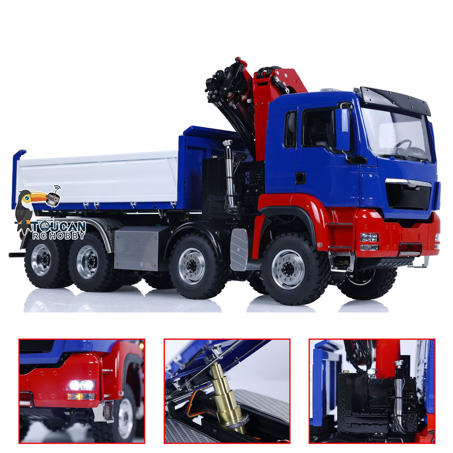 LESU 1/14 Metall MAN 8X8 RTR RC Hydraulische Montiert Dumper Lkw Mit Kran Z0063