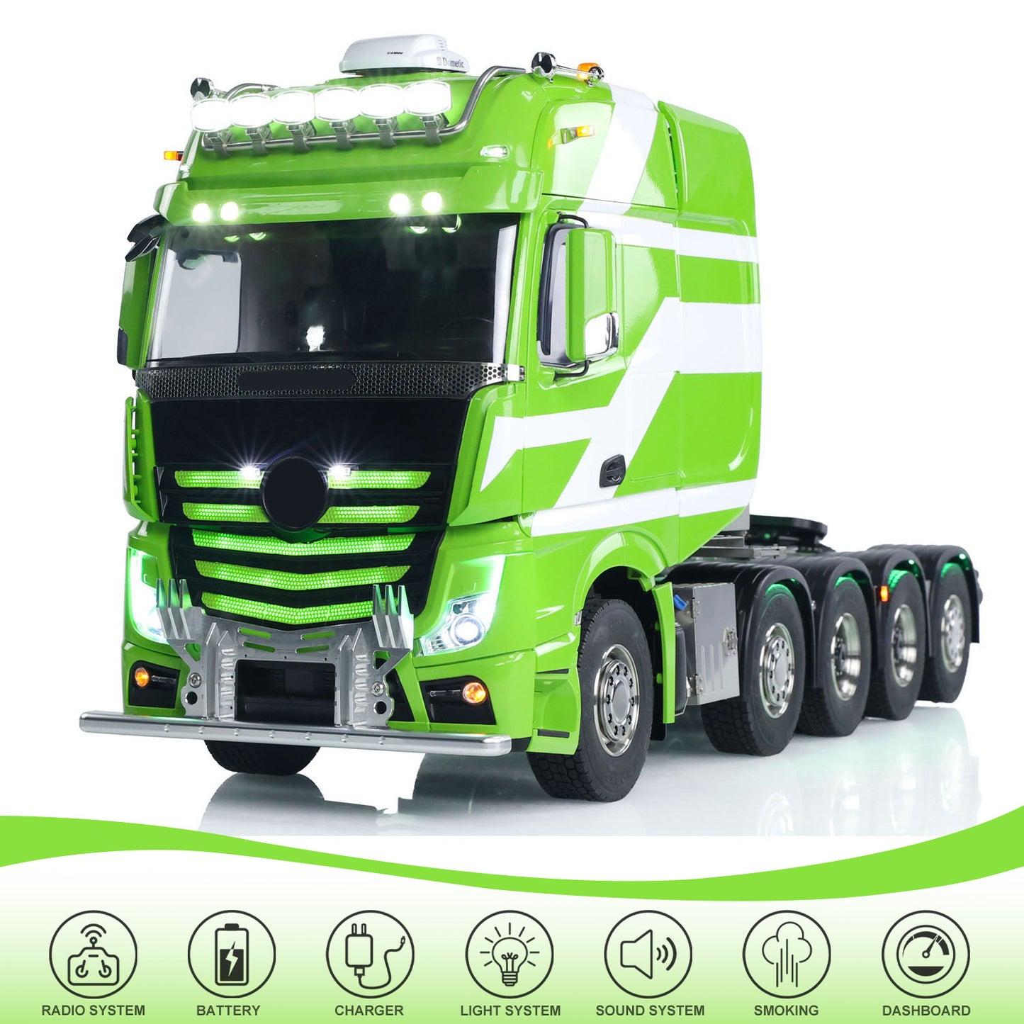 Unitru-01 3363 1/14 RC Tractor Truck Remote Control Lorry Car 10*10 Metal Chassis Smoke ST8 Radio Differential Lock RTR Light Multimedia Display Screen