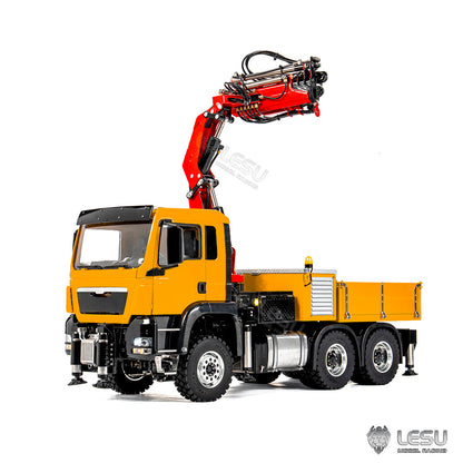 LESU 6X6 Metal 1/14 RC Hydraulic Crane Truck 3Speed Remote Control Lorry Car 7CH Valve 4MPA 6 Outriggers Sound Axle Diff Lock