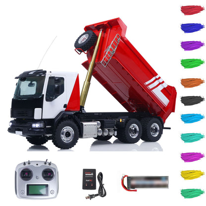 LESU 1/14 Hydraulic RC Dump Truck 6*6 RTR Radio Control Tipper 2Speed Gearbox Differential Lock Metal Chassis Flysky I6S Radio