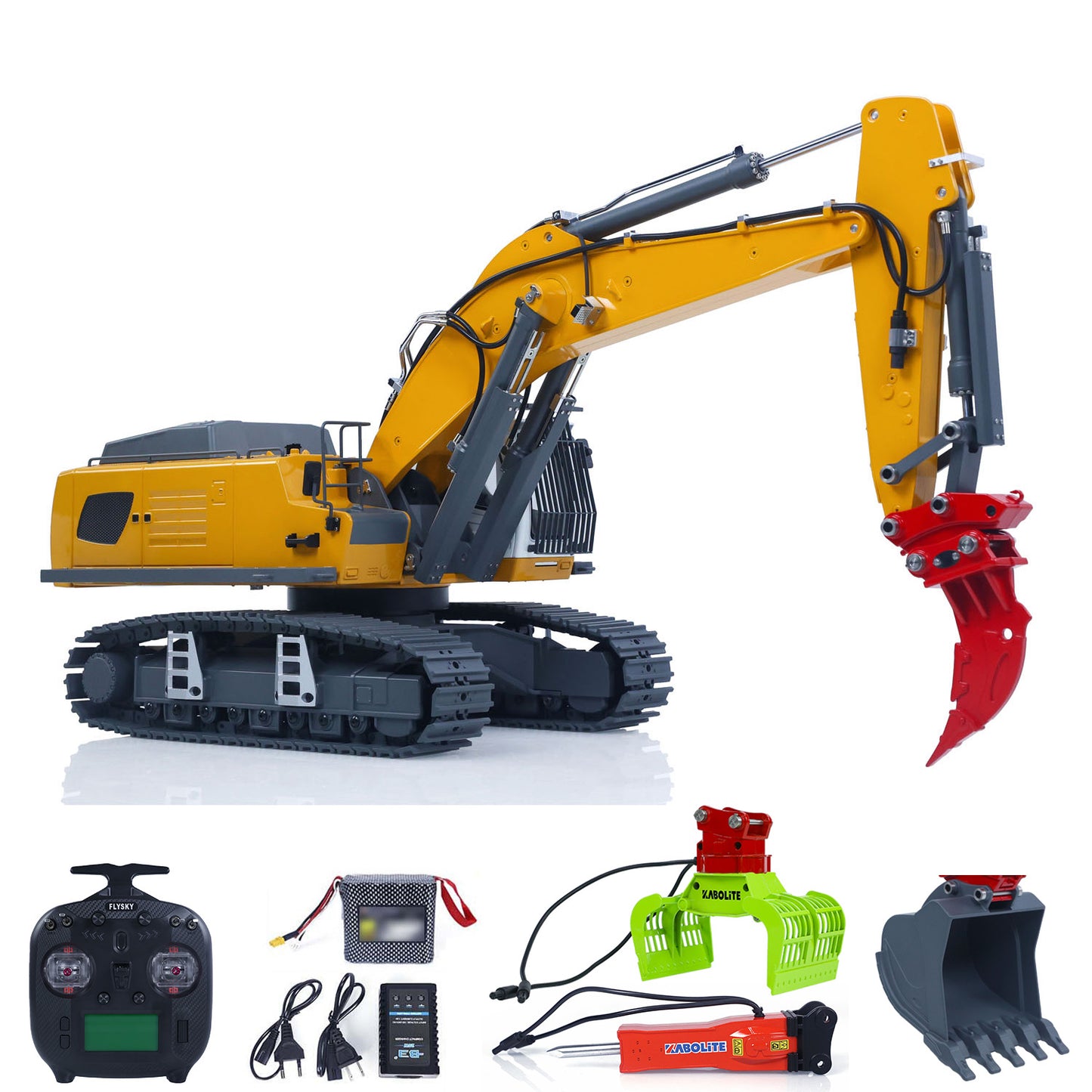 KABOLITE 1/18 K962 100S Remote Control Hydraulic Excavator RC Digger Electric Claw Ripper Hammer Construction Car Vehicle Machine Toys