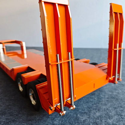2 Axles Metal Lowboy Semi Trailer Spring Support Legs Tail Plate for 1/14 DIY Tamiya Remote Control Tractor Truck No Light Remote Controller