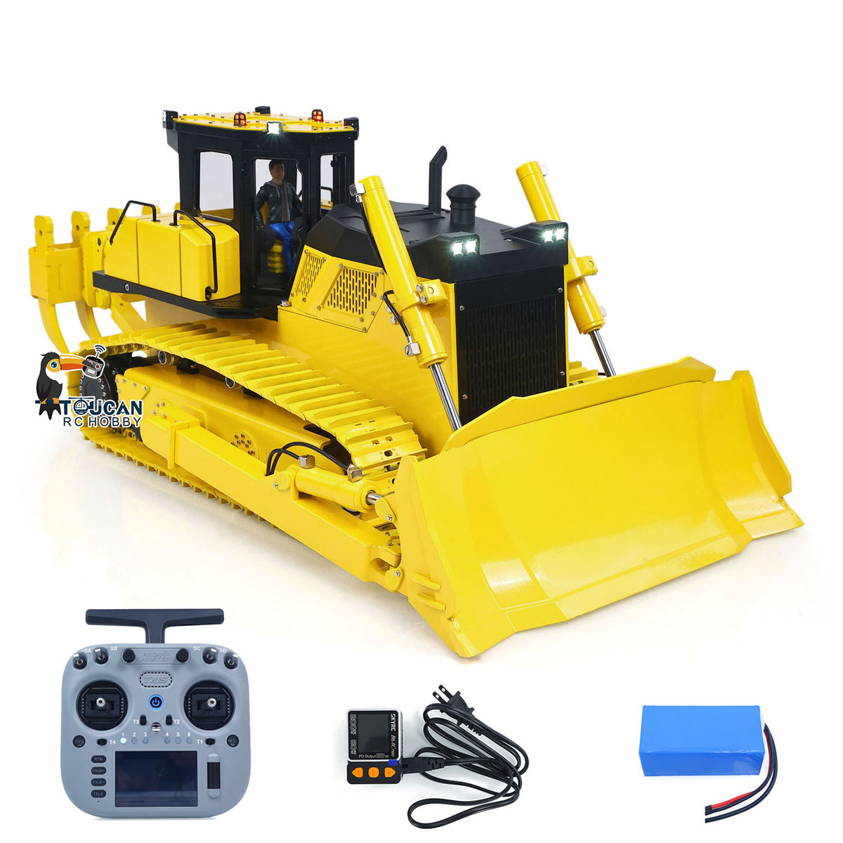 US Stock Metal 1/12 Remote Control Hydraulic Bulldozer D155AX RTR Heavy Dozer Model 7 Way Valve 3.0L Oil Pump 5 Plows Radio Master TX15 Radio Battery
