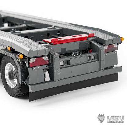 Finished 1/14 Metal RC Trailer A0065 Model Front Wheel Steerable for LESU Radio Controlled Hydraulic Roll on off Dumper Tipper