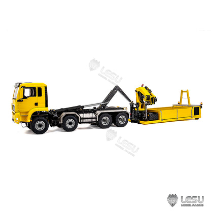 2Speed LESU 1/14 RC Hydraulic Roll on off Dumper Truck Crane Model TGS Metal 8x8 Chassis Electric Tipper 2+7CH Valve Axles Lock Lights Sound