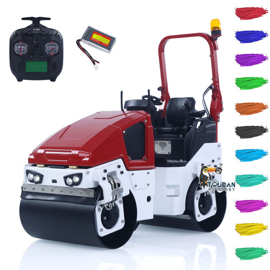 BW120AD 1/14 Metal Radio Controlled Road Roller Mini RC Construction Vehicle Finished Model Brushed ESC Battery Flysky ST8 Radio