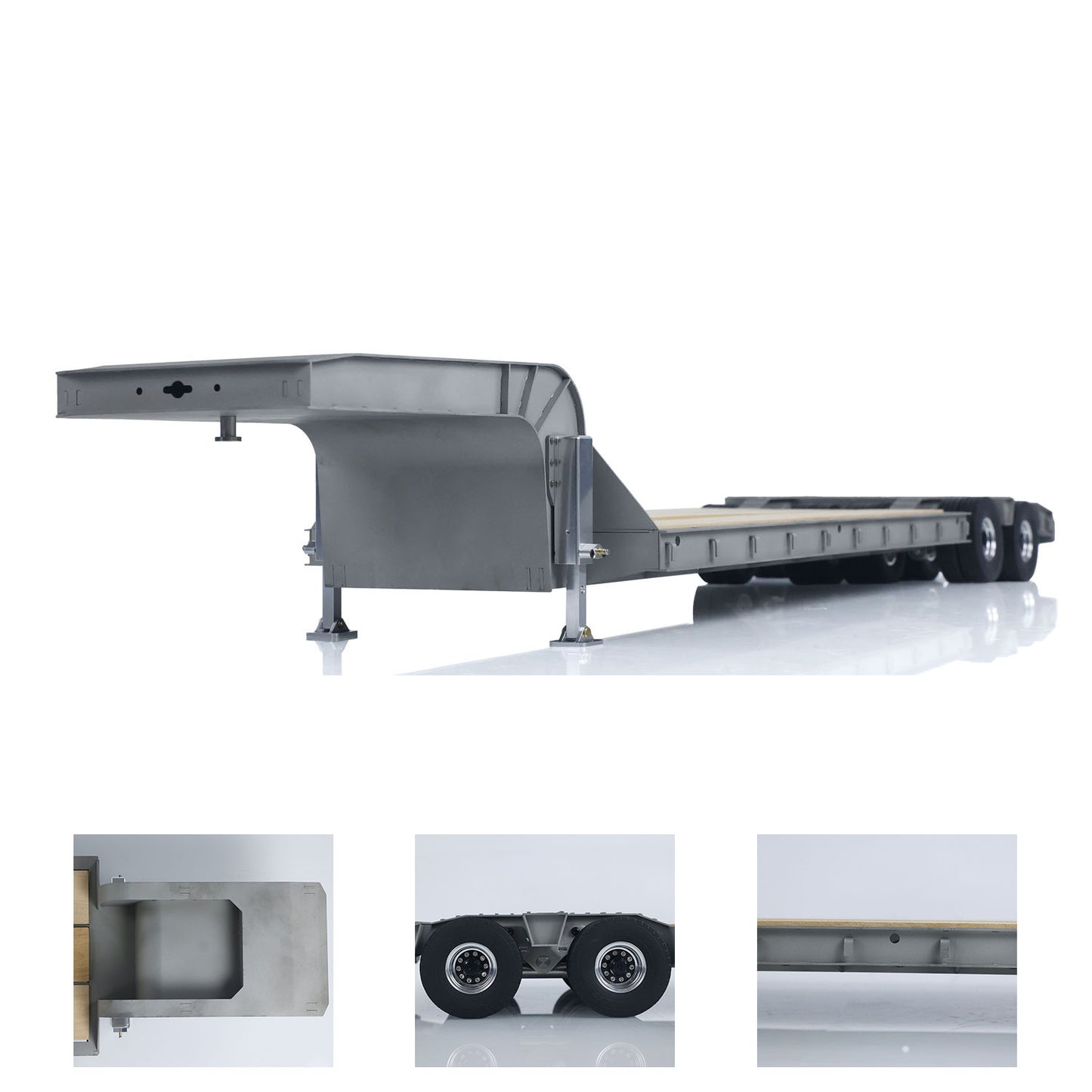 US STOCK LESU 872MM Metal Wood 4Axles Trailer for 1/14 RC TAMIYA Tractor Truck DIY Model