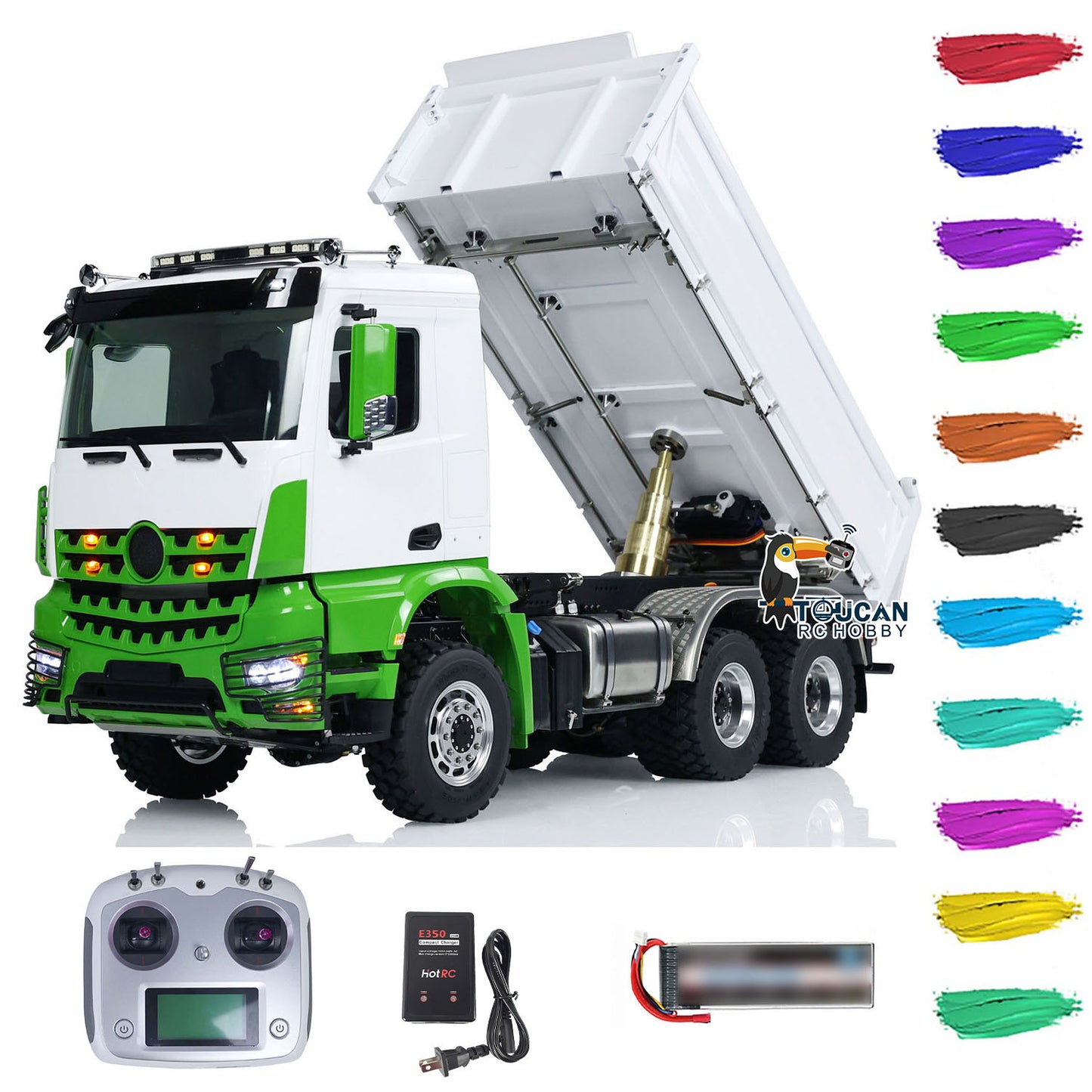 LESU 1/14 3 essieux 3 voies à bascule RC Dumper hydraulique Radio Batterie RTR