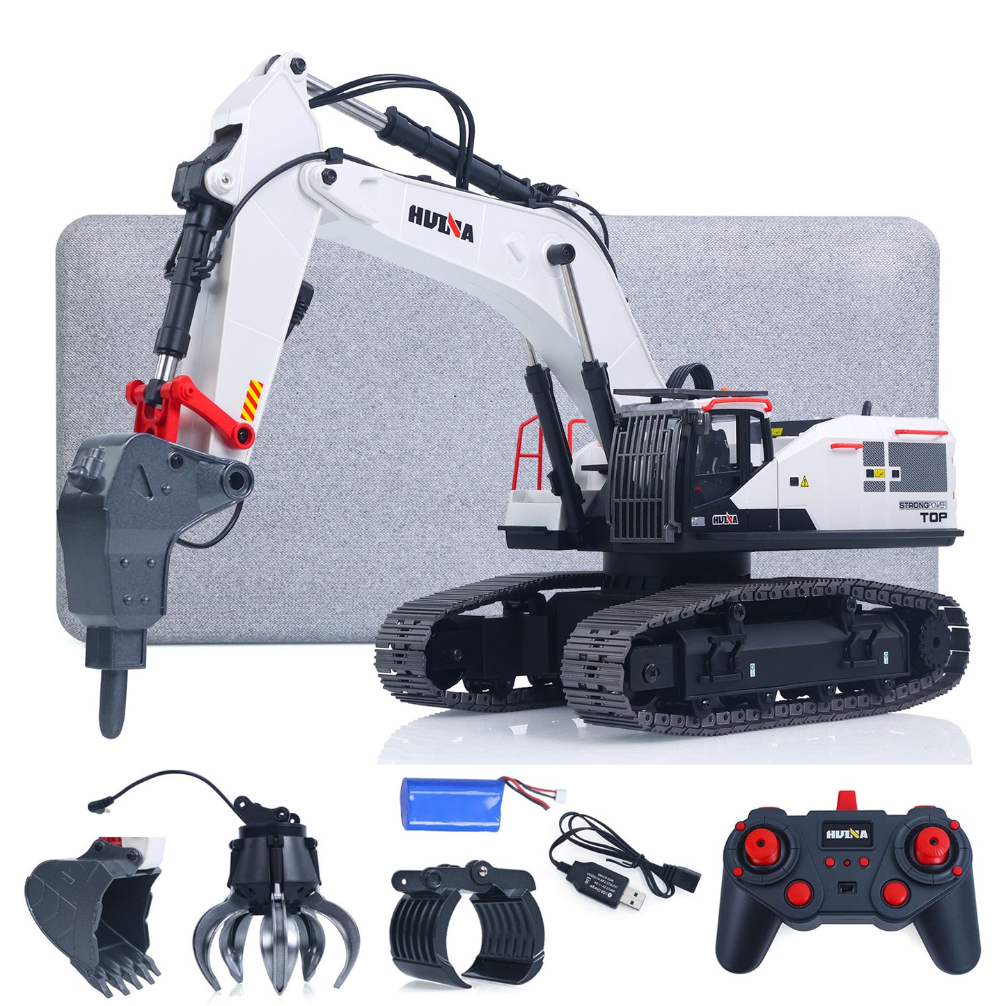 US STOCK 1/14 HUINA RC Metal Excavator Model Toys 1594 Radio Control Digger Light Sound Battery