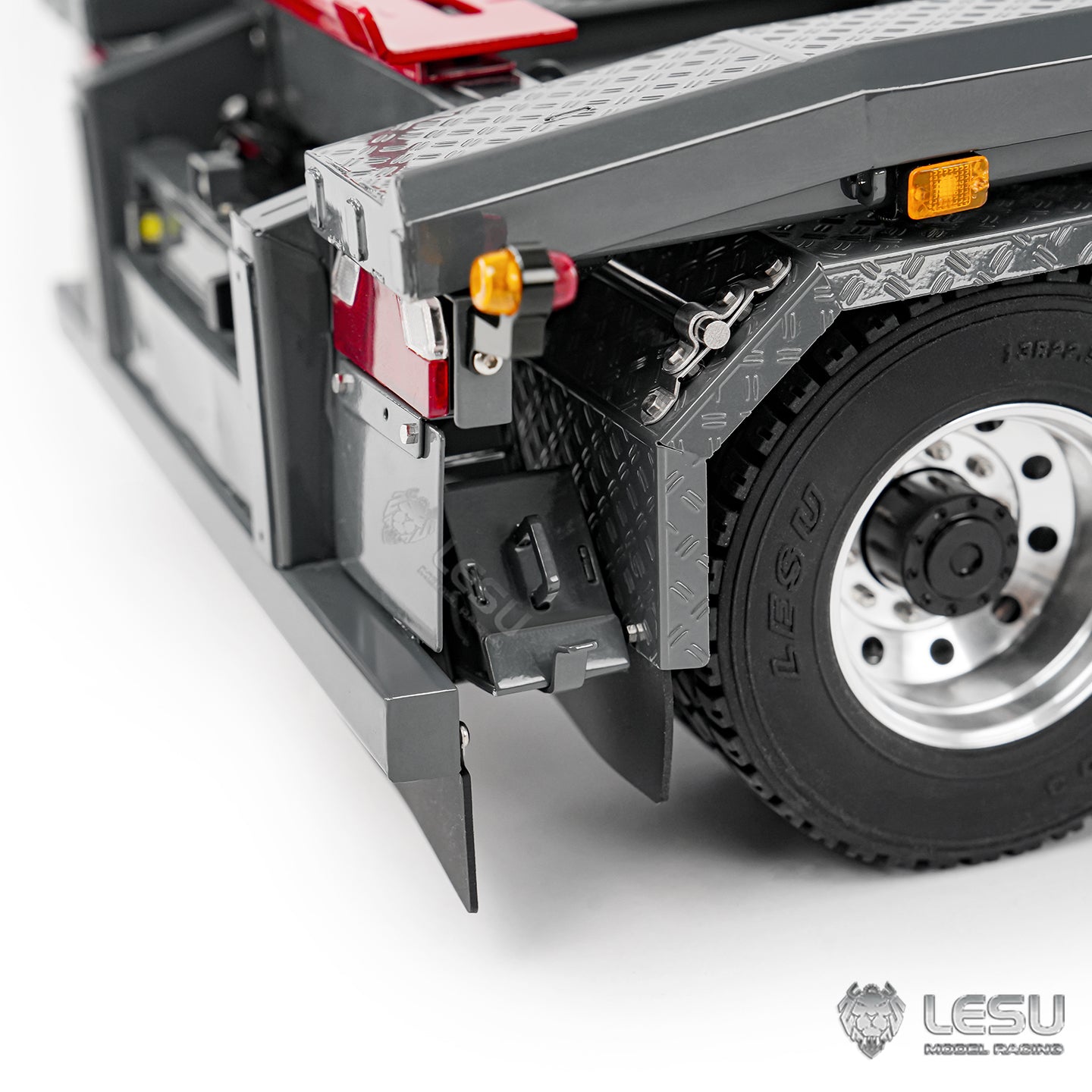 Finished 1/14 Metal RC Trailer A0065 Model Front Wheel Steerable for LESU Radio Controlled Hydraulic Roll on off Dumper Tipper