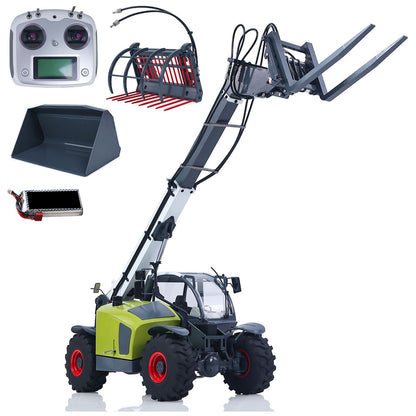 JDM-128 1/14 Metal RC Telescopic Hydraulic Forklift Multifunctional Model 4-Way Vavles Differential Lock 2Axles Steering