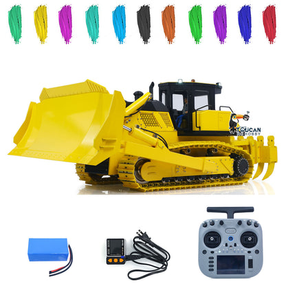 1/12 RC Hydraulic Bulldozer D155AX Big Blade Remote Control Heavy Dozer Model 7 Way Valve Stainless Steel Track Hobbywing Brushless ESC