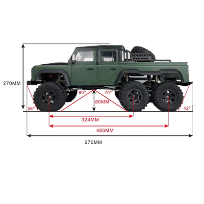 Camion tout-terrain radiocommandé Pick-up Rock Crawler à l'échelle 1/10 6WD Version PNP 