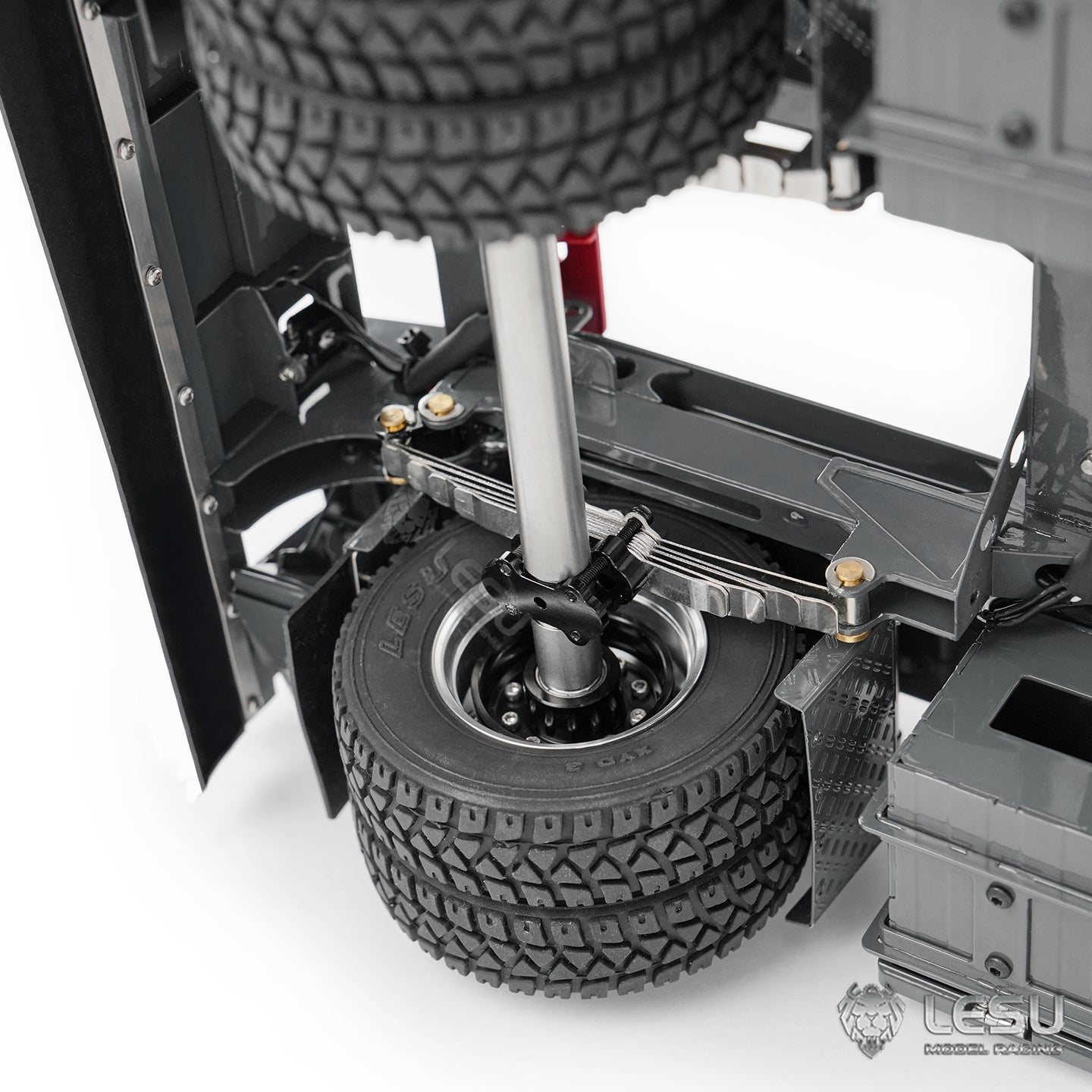 Finished 1/14 Metal RC Trailer A0065 Model Front Wheel Steerable for LESU Radio Controlled Hydraulic Roll on off Dumper Tipper
