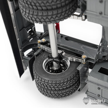 Finished 1/14 Metal RC Trailer A0065 Model Front Wheel Steerable for LESU Radio Controlled Hydraulic Roll on off Dumper Tipper