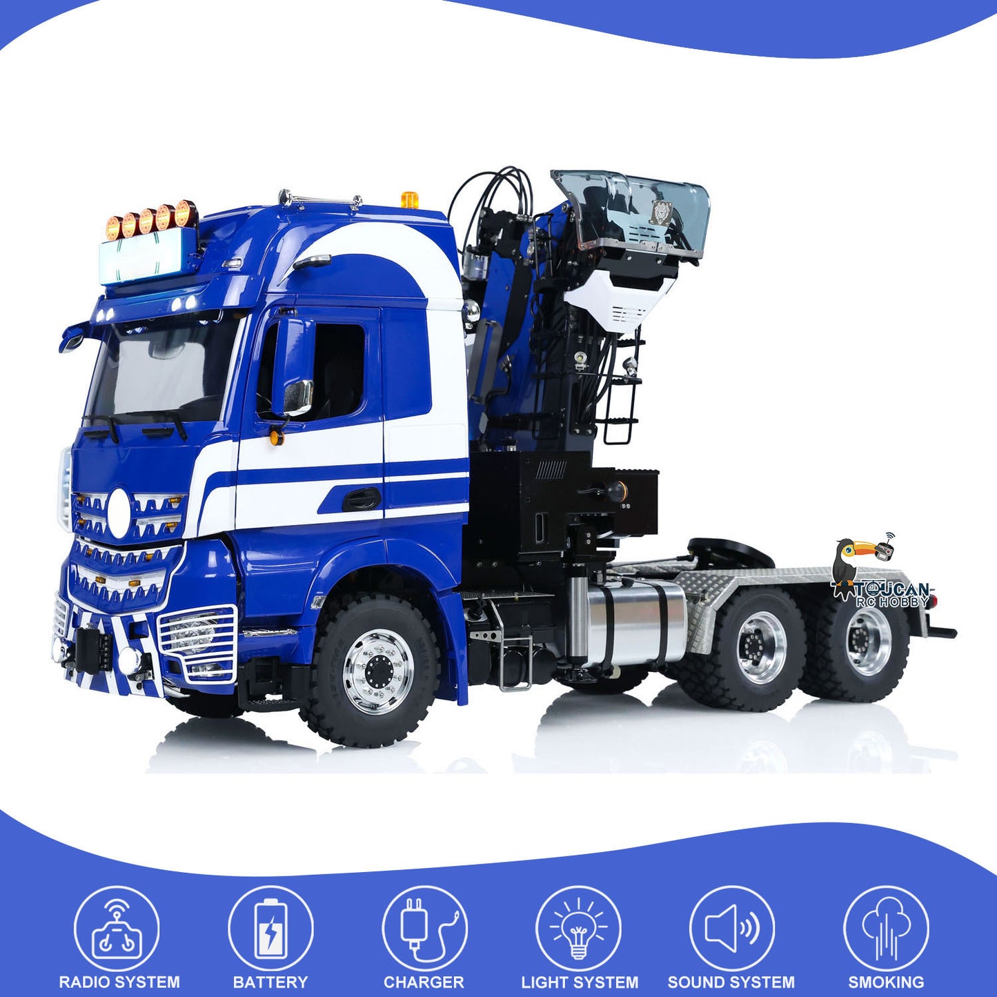 Unitru 03 RTR 3363 1/14 Radio Controlled Tractor Truck Metal Chassis Hydraulic Timber Crane 6X6 RC Lorry Car Smoke PL18EV