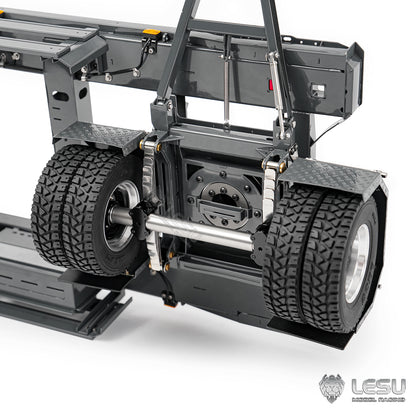 Finished 1/14 Metal RC Trailer A0065 Model Front Wheel Steerable for LESU Radio Controlled Hydraulic Roll on off Dumper Tipper