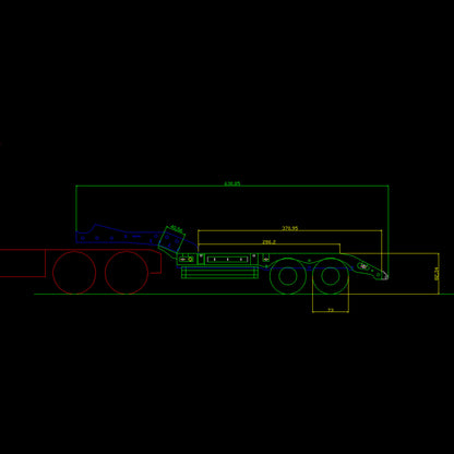 TOUCAN 1/14 Metal 2 Axle Flatbed Trailer Manual Width Adjustable 18-23cm with Lights Stainless Steel Wheels for RC Tractor Truck Model