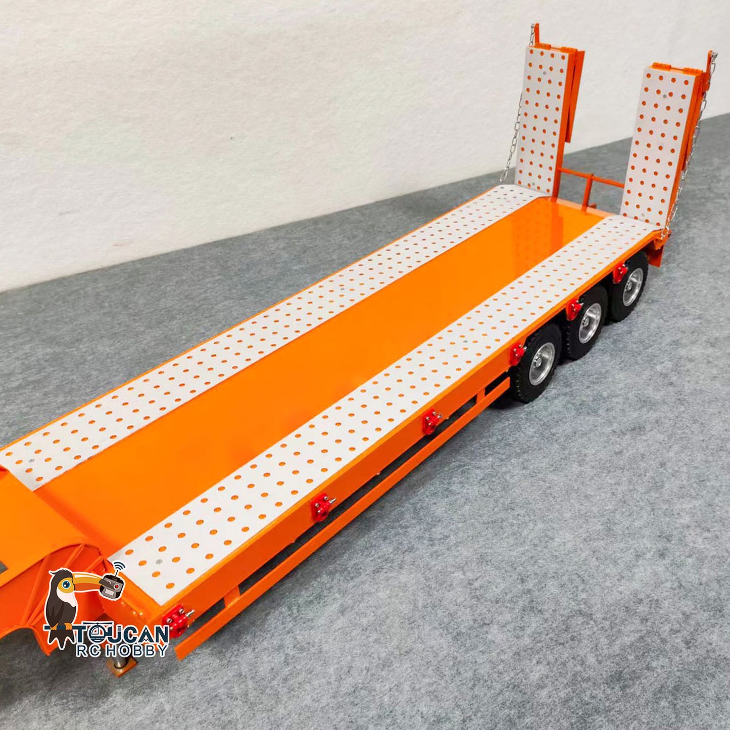 1/14 Metal Trailer 3 Axles 2-section Electric Tailboard for RC Tractor Truck Car