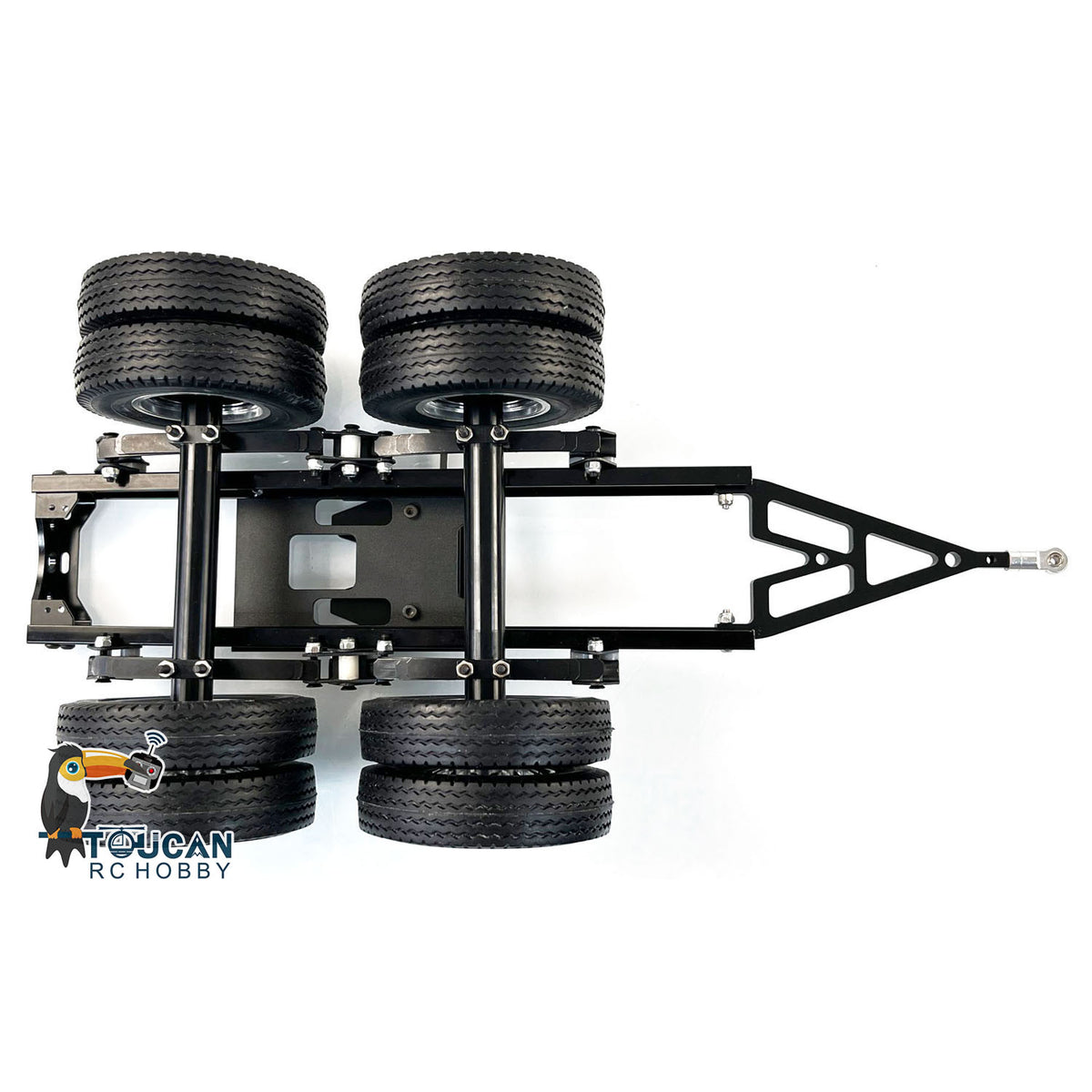 2 Axles Trailer with Traction Fifth-wheel for 1/14 Remote Controlled Truck LESU Car Parts Hobby Model