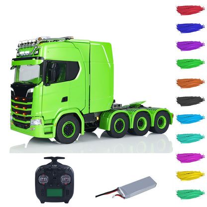 8x8 Metal Chassis 1/14 RC Tractor Truck 770S Remote Control Lorry ST8 Radio Battery RTR Warning Lights Spotlight Magnetic Roof