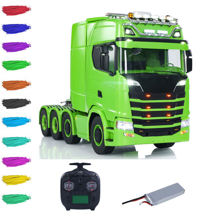8x8 Metal Chassis 1/14 RC Tractor Truck 770S Remote Control Lorry ST8 Radio Battery RTR Warning Lights Spotlight Magnetic Roof