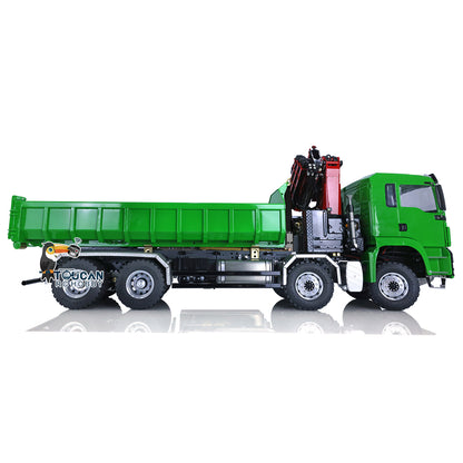 LESU 1/14 8x8 RC Roll on/off Hydraulic Truck Crane Dumper Tipper with Flysky PL18EV Remote Controller Sound Light System