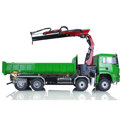 LESU 1/14 8x8 RC Roll on/off Hydraulic Truck Crane Dumper Tipper with Flysky PL18EV Remote Controller Sound Light System
