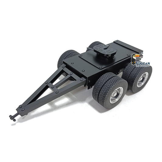 Remorque à 2 essieux en métal 1/14 avec traction à sellette pour camion tracteur RC