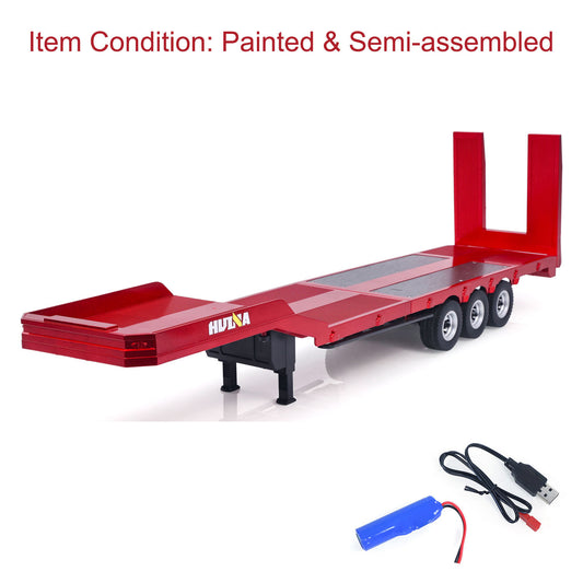 Fast Shipping 3 Axle Plastic Semi Trailer Flatbed 1502 for 1/18 Remote Control Tractor Truck HUINA 1501 RC Lorry Car Model Upgrade Parts