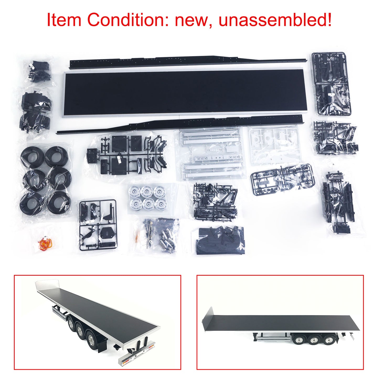 US STOCK TOUCAN RC Chassis Flatbed Semi Trailer for DIY TAMIYA Model 1/14 Tractor Truck