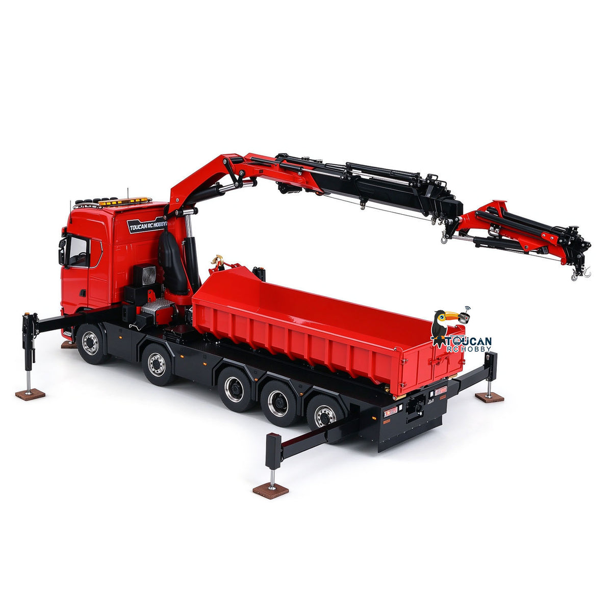 TOUCAN 1/14 RC Hydraulic Crane Truck 770S RTR 10X10 3Speed Metal Dumper Fly Jib Arm Rear Lift Steer Axle Wheel Reduction Diff Lock