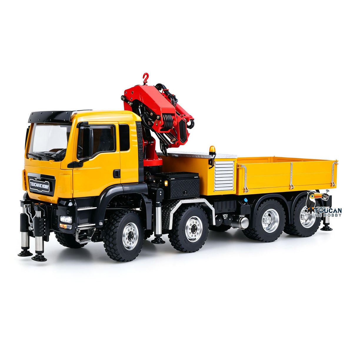 LESU Metal 1/14 RC Hydraulic Crane Truck 8X8 3Speed Remote Control Lorry Model 7CH Valve 6 Outriggers Light Sound Axle Diff Lock