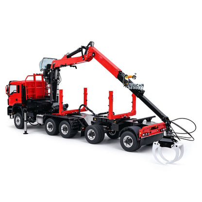 LESU 1/14 RC Logging Truck Timber Trucks Hydraulic Crane Trailer Remote Control Lorry 6x6 Metal Chassis 8CH Valves Light Sound