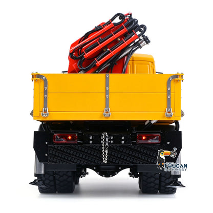 LESU Metal 1/14 RC Hydraulic Crane Truck 8X8 3Speed Remote Control Lorry Model 7CH Valve 6 Outriggers Light Sound Axle Diff Lock