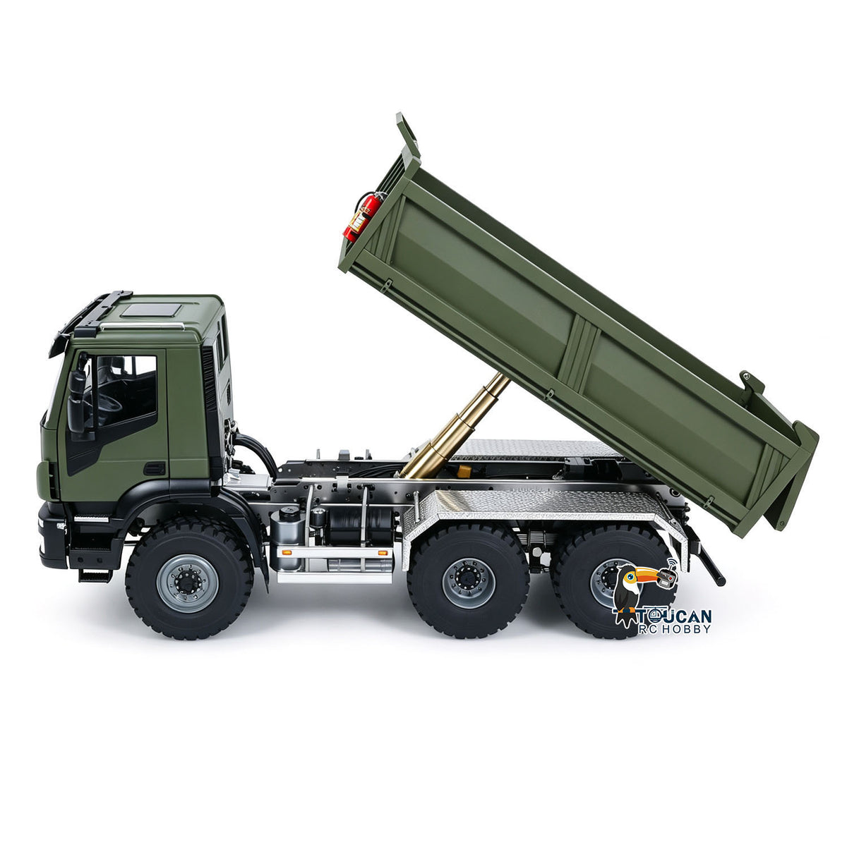 MD 1/14 6*6 Metal Radio Control Hydraulic Dump Truck 2-Speed Gearbox RC Tipper Model Differential Locks Radio Light Sound System