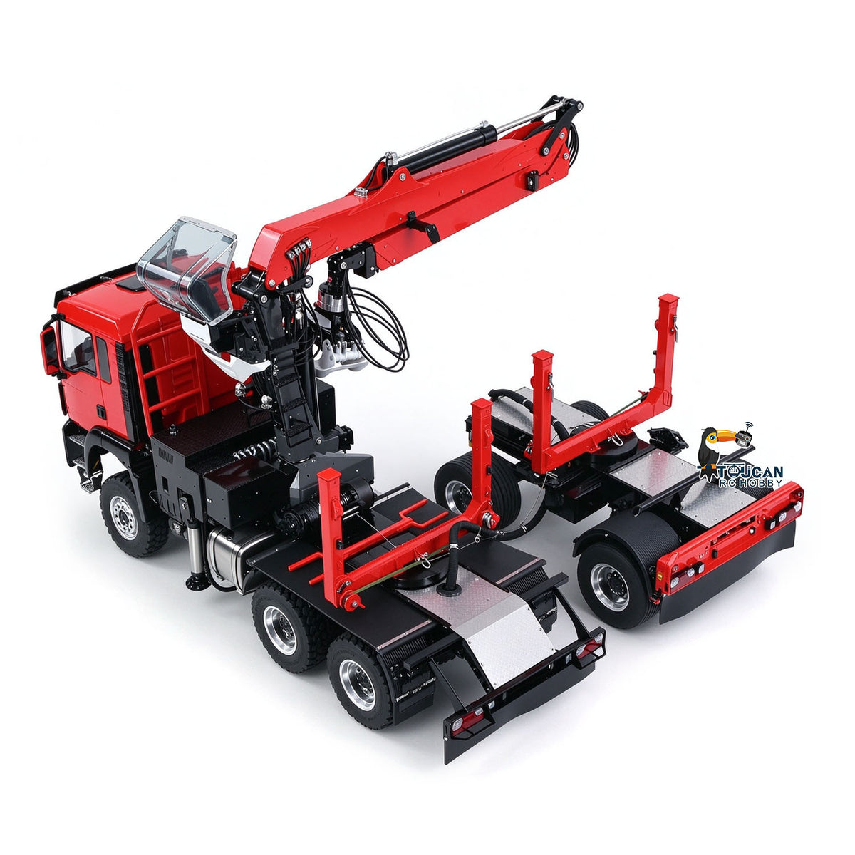 LESU 1/14 RC Logging Truck Timber Trucks Hydraulic Crane Trailer Remote Control Lorry 6x6 Metal Chassis 8CH Valves Light Sound