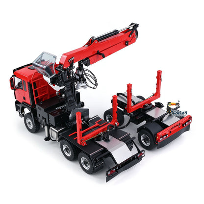 LESU 1/14 RC Logging Truck Timber Trucks Hydraulic Crane Trailer Remote Control Lorry 6x6 Metal Chassis 8CH Valves Light Sound