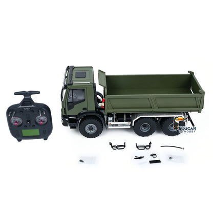MD 1/14 6*6 Metal Radio Control Hydraulic Dump Truck 2-Speed Gearbox RC Tipper Model Differential Locks Radio Light Sound System